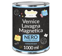 Creative Deco Vernice Lavagna Magnetica Nera a Base d'Acqua, 1 L | Flacone da 1 L, vernice lavagna magnetica nera, resa circa 2 m² con 3 strati, per pareti legno metallo e magneti