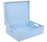 Creative Deco XL Azzurra Grande Scatola Legno | 40 x 30 x 14 cm | Coperchio e Maniglie | Cassetta Conteniore Portaoggetti Portagiochi Cofanetto Documenti Attrezzi | Perfetta per Decoupage e Decorare