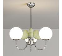 Creative Decor Globe Glass Lamp Cream Semi Flush Mount Chandelier Lighting Boys Girls Bedroom Living Room Ceiling Light Fixture