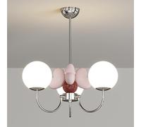 Creative Decor Globe Glass Lamp Cream Semi Flush Mount Chandelier Lighting Boys Girls Bedroom Living Room Ceiling Light Fixture