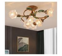 Creative Dimmable Flower LED Ceiling Lamp, 6/8/10-Light Iron Art Glass Fixture For Nordic Living Dining Bedroom