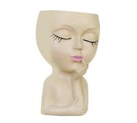 Creative Face Pot - Artistic Human Head Vase with Drainage Opening | Modern Indoor Outdoor Planter for Small Greenery, Aloe, Ferns, Floral Arrangement, Porch Decoration, Shelf Ornament, Minimalist