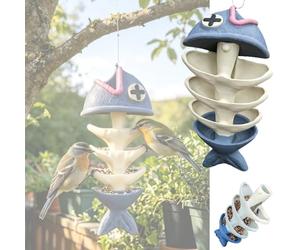 Creative Fish Bone Hanging Bird Feeder,Outdoor Skeleton Style Bird Feeding Rack with Hanging Hook,Wild Bird Feeding Station Device for Garden Backyard Patio Balcony Tree Yard Decor (2)