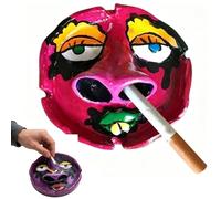 Creative Funny Human Face Ashtray,Colorful Face with Large Nostrils Ashtray,Unique Quirky Handicrafts Pipe Holder,Portable Travel Ashtrays for Outdoor Indoor Home Decor Ornament