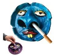 Creative Funny Human Face Ashtray,Colorful Face with Large Nostrils Ashtray,Unique Quirky Handicrafts Pipe Holder,Portable Travel Ashtrays for Outdoor Indoor Home Decor Ornament