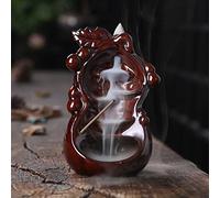 Creative Gourd Backflow Incense Burner Smoke Waterfall Zen Room Incense Joss Aromatherapy Censer Holder Tea Ceremony (Red)