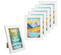 Creative Home 2x Cornice Bianca per Foto 10 x 15 cm | Set di 2 Cornici in Legno Portafoto | Ganci per Appenderle da Parete e Supporto per Metterle da Tavolo | Facile da Montare | Vetro in Plastica