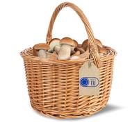 Creative Home Cestino in Vimini con Manico 35 x 35 x 36 cm | Grande e Leggero | Intrecciato a Mano | Cesto Regalo di Frutta | Cestino da Picnic | Colore Marrone Naturale
