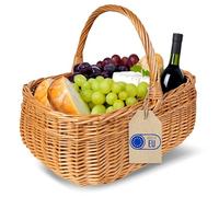Creative Home Cestino in Vimini con Manico 36 x 27 x 32 cm | Cesto per Funghi e Picnic Decorativo | Tessuto Fatto a Mano e Durevole | Salice Naturale Marrone Spesso | Multiuso