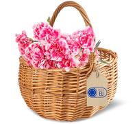 Creative Home Cestino in Vimini, Piccolo con Manico | Cesto Natalizio 22 x 22 x 26 cm (+/- 2 cm) | Cesta Vimini Intrecciato a Mano | Cestino Regalo Portaoggetti | Cesto Nascita, Porta Bomboniere