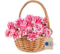 Creative Home Cestino in Vimini Piccolo con Manico | Cesto Natalizio 22x22x26 cm (+/- 1 cm) | Cesta Vimini Intrecciato a Mano | Cestino Regalo Portaoggetti | Cesto Nascita, Porta Bomboniere, Natale
