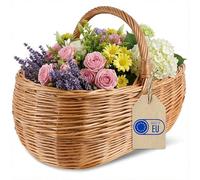 Creative Home Cesto da Picnic in Vimini 47x31x36 cm | Grande e Leggero | Cesto con Manico Fatto a Mano | Cestino per la Spesa, Cesta Regalo, Cestino Intrecciato Colore Naturale Marrone