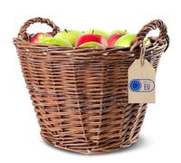 Creative Home Cesto di Vimini con Manico | Grande 45 x 30 x 37 cm (+/- 1 cm) | Fatto a Mano Durevole | Cesto per Legna Frutta Giardino | Salice Marrone Naturale Spesso | Multiuso