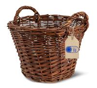 Creative Home Cesto in Vimini con Manici, Cesta Portalegna da Interno | Ø 35/24 cm - H 30 cm | Intrecciato a Mano | Salice Naturale | Cesto Multiuso per Legna, Frutta, Arredo Casa e Decorazione