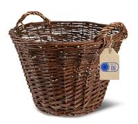 Creative Home Cesto in Vimini con Manici, Cesta Portalegna da Interno | Ø 47/33 cm - H 39 cm | Intrecciato a Mano | Salice Naturale | Cesto Multiuso per Legna, Frutta, Arredo Casa e Decorazione