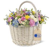 Creative Home Cesto in Vimini con Manico Bianco Sbiancato 35 x 35 x 39 cm