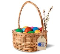 Creative Home Cesto Pasquale Ovale, Piccolo Cestino in Vimini con Manico | 30x30x32 cm (+/- 2 cm) | Cesta Vimini Intrecciata a Mano | Cestino da Giardino, Regalo, Frutta | Cesto Regalo Natale