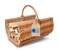 Creative Home Cesto Portalegna da Interno con Manico e Juta, Porta Legna Cesto Vimini | Grande Cesto Vimini Ovale 60 x 45 x 50 cm Leggero | Intrecciato a Mano | Salice Marrone Naturale | Multiuso