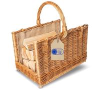 Creative Home Cesto Portalegna da Interno con Manico e Juta, Porta Legna Cesto Vimini | Grande in Vimini Rettangolare 45x30x47 cm Leggero | Intrecciato a Mano | Salice Marrone Naturale | Multiuso