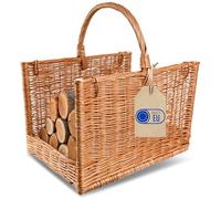 Creative Home Cesto Portalegna da Interno con Manico, Porta Legna in Vimini | Grande Cesto Vimini Rettangolare 50x34x50 cm Leggero | Intrecciato a Mano | Salice Naturale | Multiuso