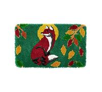 Creative Home Decoration Fox Pattern Latch Hook Rug Kits Christmas Rug Making Kits Tapestry Kits Embroidery Kits Craft Kit Carpet Doormat,1Pcs