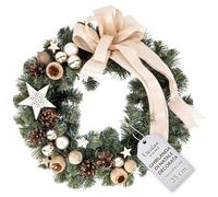 Creative Home Ghirlanda Natalizia Artificiale Champagne | Corona Avvento Rotonda ∅35cm | Decorazioni per Porta, Camino, Casa Interno Esterno