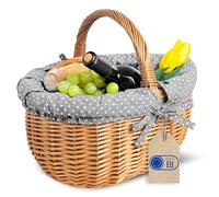 Creative Home Grande Cesto Vimini Foderato con Manico 43 x 32 x 37 cm