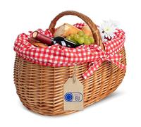 Creative Home Grande Cesto Vimini Foderato con Manico 45 x 32 x 34 cm