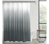 Creative Home Ideas Set da bagno con tenda da doccia, ganci e fodera da bagno, 14 pezzi, grigio scuro e bianco, include 1 tenda da doccia Ombre da 70 x 72 cm, 1 fodera per doccia in PEVA satinata da