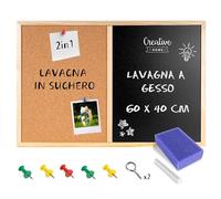 Creative Home Lavagna e Bacheca in Sughero con Cornice, 60 x 40 cm