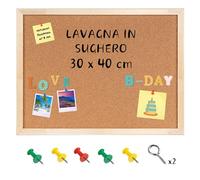 Creative Home Lavagna in Sughero 30x40 cm (+/-2cm) Bacheca da Parete con Cornice in Legno Pino | Lavagnetta Sughero con Puntine, Pannello Sughero da Parete per Scuola, Casa, Ufficio, Camera Bambini