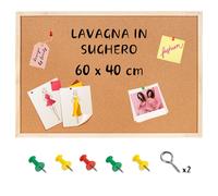 Creative Home Lavagna in Sughero 60x40 cm (+/-2cm) Bacheca da Parete con Cornice