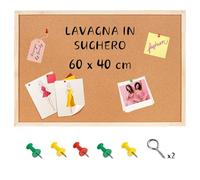 Creative Home Lavagna in Sughero 60x40 cm (+/-2cm) Bacheca da Parete con Cornice in Legno Pino | Lavagnetta Sughero con Puntine, Pannello Sughero da Parete per Scuola, Casa, Ufficio, Camera Bambini