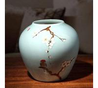 Creative Home Modern Home Decoration Office High Temperature Vaso da fiori da tavolo in ceramica ad alta temperatura, basso, medio, dipinto a mano, nuovo vaso cinese moderno per fiori e uccelli, vaso