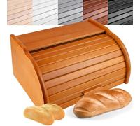 Creative Home Portapane Legno Ontano, Porta Pane da Cucina Moderno e Vintage | 38 x 28,5 x 17,5cm (+/-1cm) | Contenitore Pane in Legno con Coperchio Scorrevole | Bread Box in Faggio Naturale