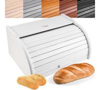 Creative Home Portapane Legno Bianco, Porta Pane da Cucina Moderno e Vintage | 38 x 28,5 x 17,5cm (+/-1cm) | Contenitore Pane in Legno con Coperchio Scorrevole | Bread Box in Faggio Naturale