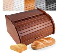 Creative Home Portapane Legno Marrone, Porta Pane da Cucina Moderno e Vintage | 38 x 28,5 x 17,5cm (+/-1cm) | Contenitore Pane in Legno con Coperchio Scorrevole | Bread Box in Faggio Naturale