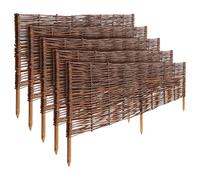Creative Home Set di 5 Recinzioni in Vimini | 100 x 40 cm (+/- 1 cm) | Staccionate da Giardino per Delimitare Aiuole | Bordo Prato | Recinzione Decorativa | Ideale per il Giardino