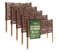 Creative Home Set di 5 Recinzioni in Vimini | 60 x 20 cm (+/- 1 cm) | Staccionate da Giardino per Delimitare Aiuole | Bordo Prato | Recinzione Decorativa | Ideale per il Giardino