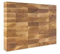 Creative Home Grande Tagliere Macellaio Professionale 32 x 24 x 4cm Spesso | Accessorio da Cucina in Legno Massello | Quercia Naturale | Ideale per Carne Salumi Pane Formaggi Pesce | Reversibile