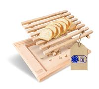 Creative Home Tagliere Pane con Raccoglibriciole da Cucina in Legno | 35.5 x 28.5 x 2 cm | con Griglia Rimovibile per Briciole| Legno di Faggio Naturale | Grande Accessorio per Qualsiasi Cucina