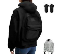 Creative Hoodie with Backpack,Comfort Travel Backpack Sweatshirt with Zipper for Women/Men,Lightweight Cardigan with Bag (IT, Testo, 4XL, Regular, Regular, Black)