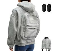 Creative Hoodie with Backpack,Comfort Travel Backpack Sweatshirt with Zipper for Women/Men,Lightweight Cardigan with Bag (IT, Testo, L, Regular, Regular, Grey)