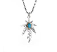 Creative Leaf d'Acero con Moonstone Moonstone Collana per coppie, uomini e donne, Regalo commemorativo di gioielli Hip Hop Trend