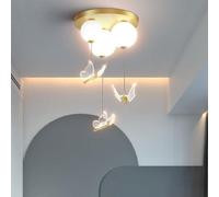 Creative LED Butterfly Ceiling Hanging Lamp Net Red Pink Princess Chandelier for 's Room, Bedroom, And Living Room(Gold,White Light)
