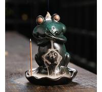 Creative Lotus Frog Ceramic Incense Burner Home Decoration Three Not Waterfall Backflow Incense Holder Aroma Censer Crafts (Not Watch) (Not Speak)