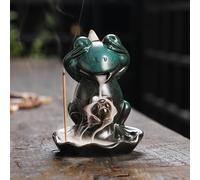 Creative Lotus Frog Ceramic Incense Burner Home Decoration Three Not Waterfall Backflow Incense Holder Aroma Censer Crafts (Not Watch) (Not Watch)