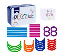 Creative Matching Puzzle Toys - STEM Wooden Pattern Block Game, Interactive Learning Toy with Sticks and Rings, Early Childhood Educational Playset, Durable Creative Activity | 3+ Year Old Kids