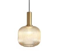 Creative Metal Body, Glass Hanging Lamp Lampshade, French Retro Style Chandelier, E27 Base Single-Head Pendant Light, Dining Living Room Kitchen Decorative Lighting Fixtures(A)