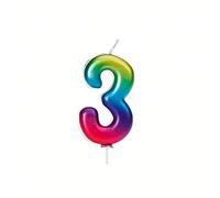 Creative Party AHC06/3 - Candela modellata numero 3 Pick I Rainbow I, 1 pezzo